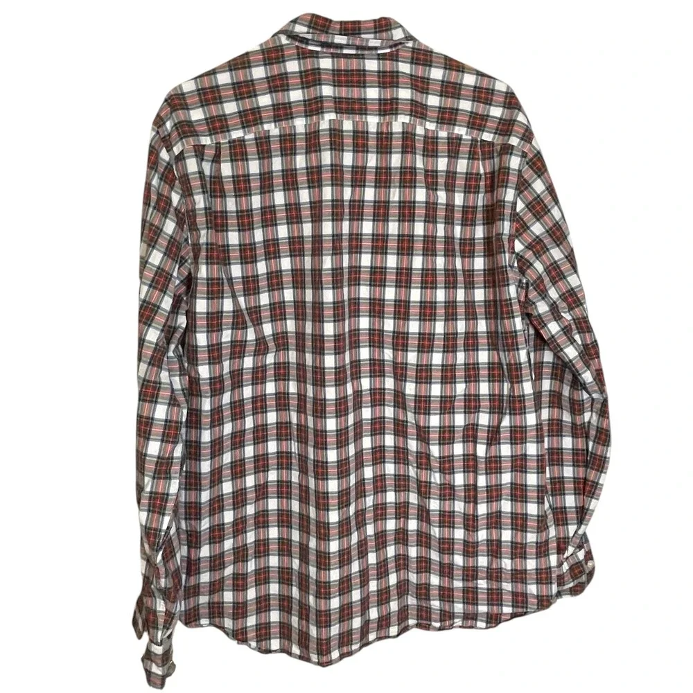 2pk J. Crew XL Red White Plaid Button Down Shirt Classic Fit‎ Preppy Heritage